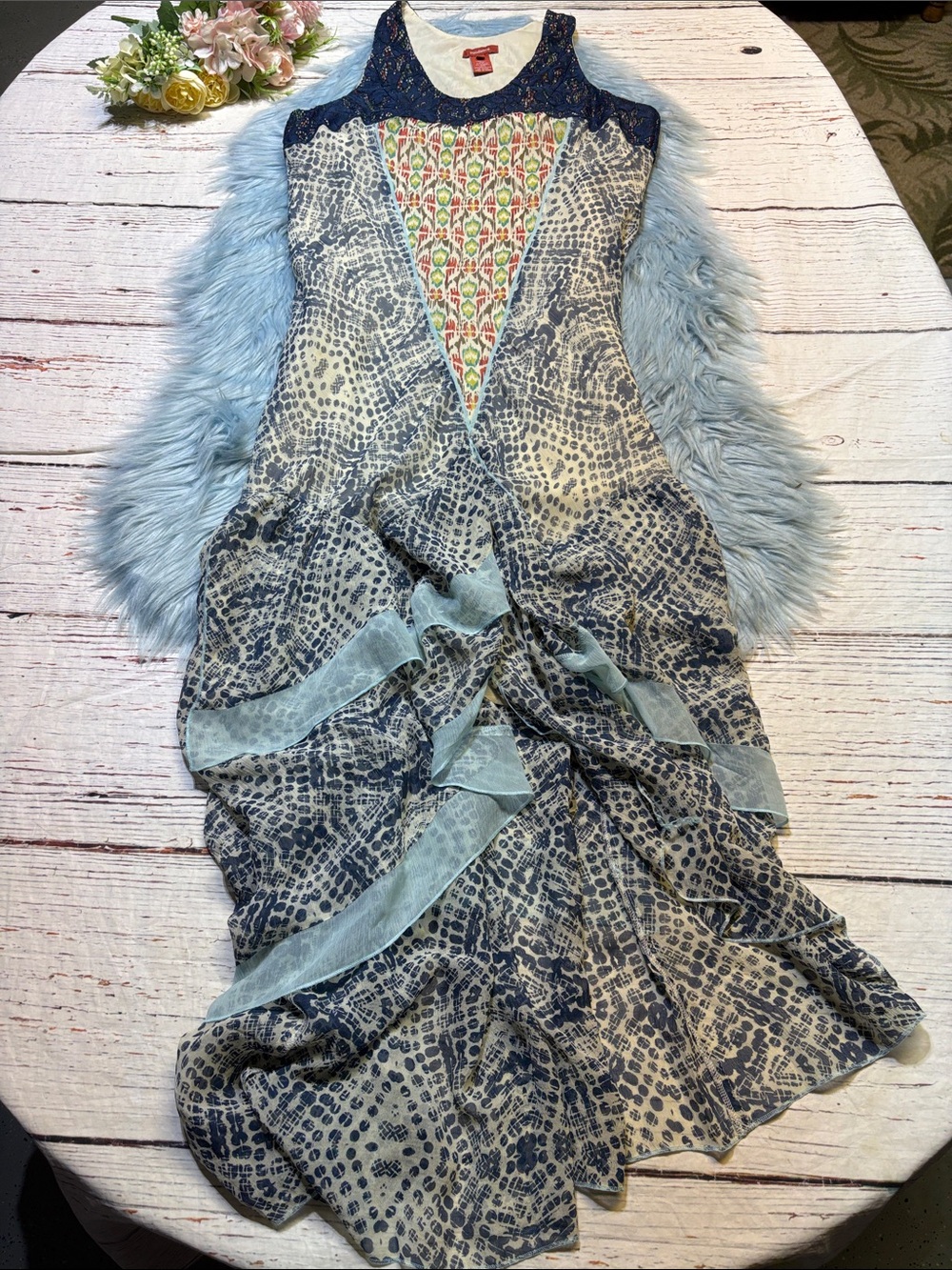 Sundance Silk Mermaid Ruffle Sleeveless Dress sz 8
